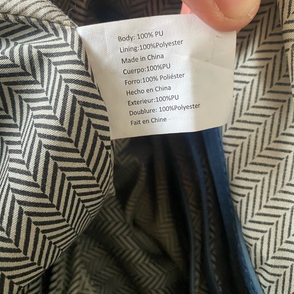 Steve Madden Large Blue Purse Gold Studded Tote Shoulder Bag NWOT - Picture 9 of 11